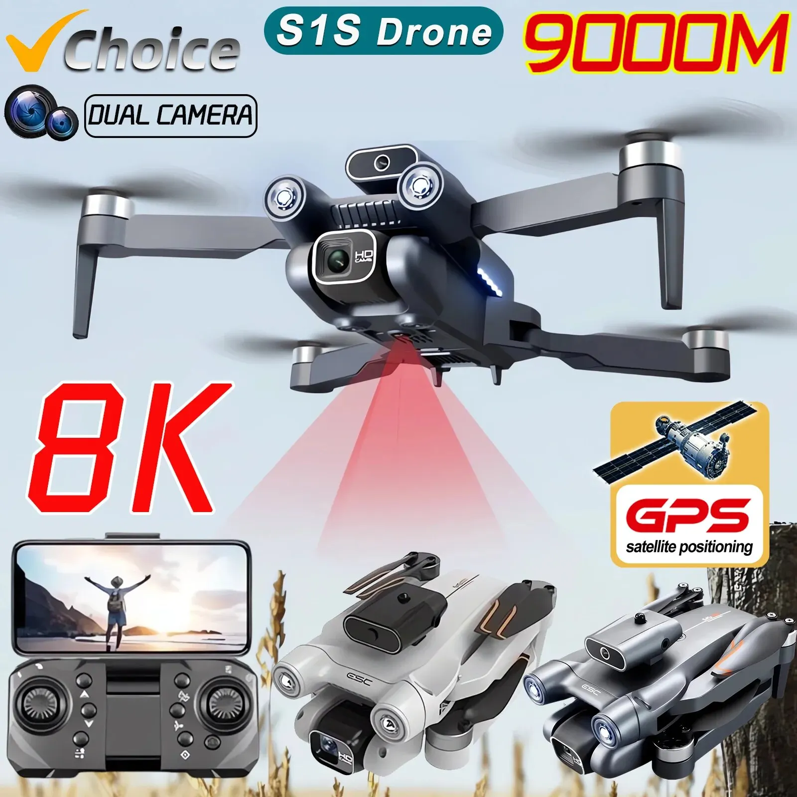 Drone Surveying - โดรนติด GPS 5G S1S ใหม่กล้องโดรน8K มอเตอร์ไร้แปรงถ่านไร้แปรงถ่านสำหรับมืออาชีพโดรนกล้อง